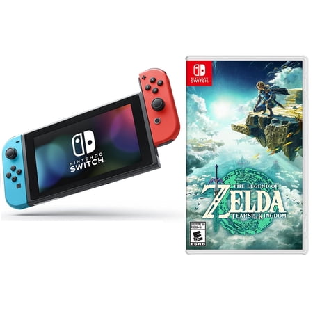 Nintendo Switch Neon + Zelda Tears of the Kingdom Game Bundle