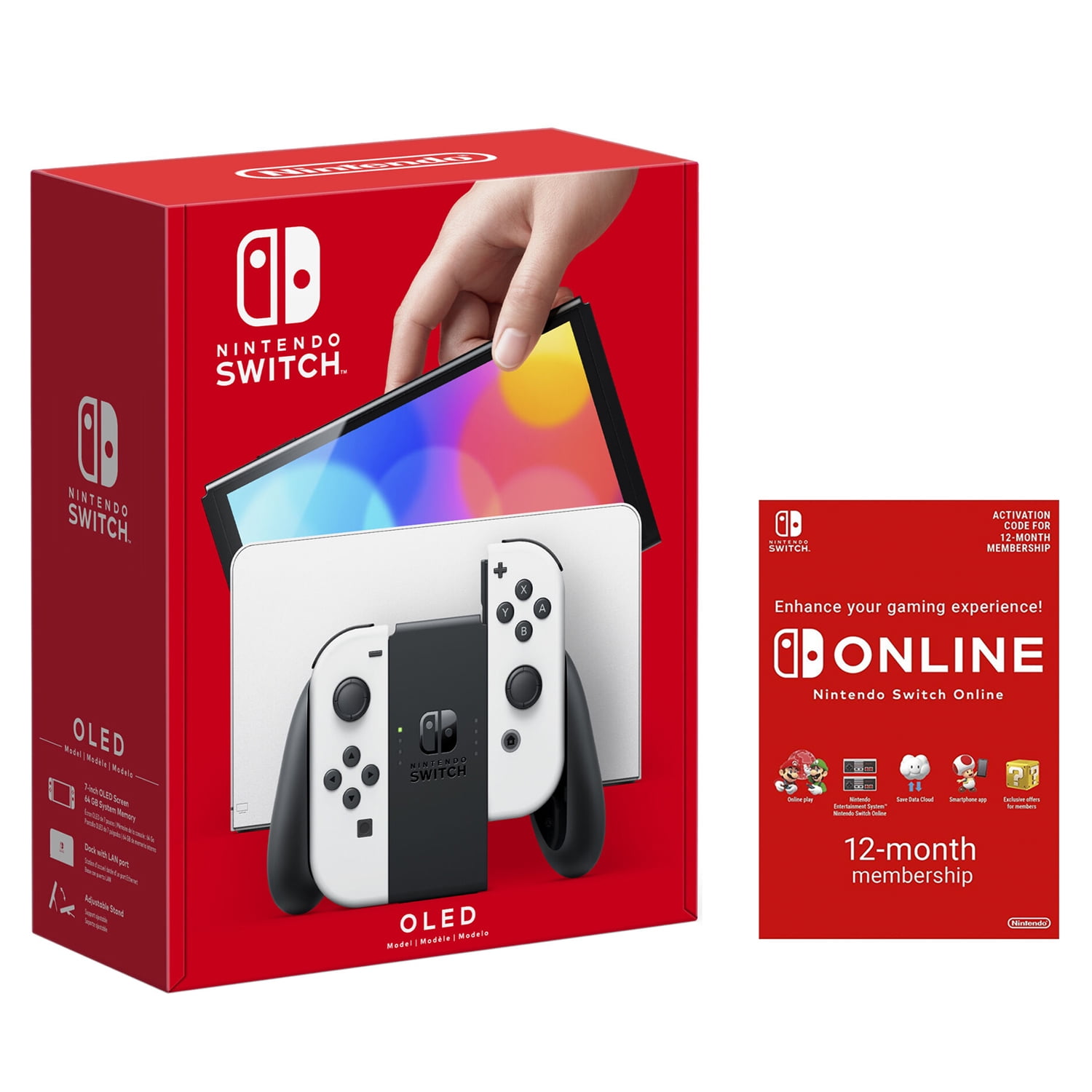Nintendo Switch OLED 64GB Console White Joy-Con Bundle with