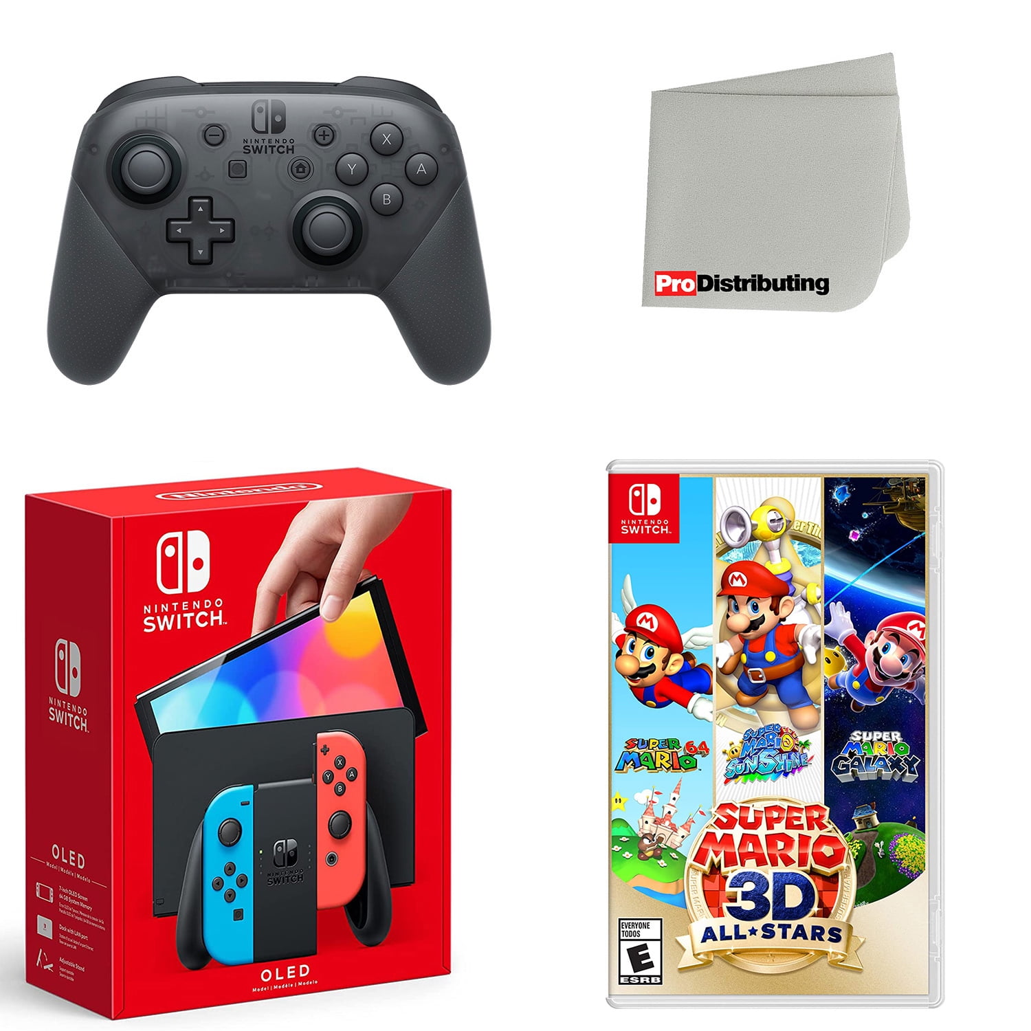 Nintendo Switch OLED Console Neon Red & Blue with Extra Wireless