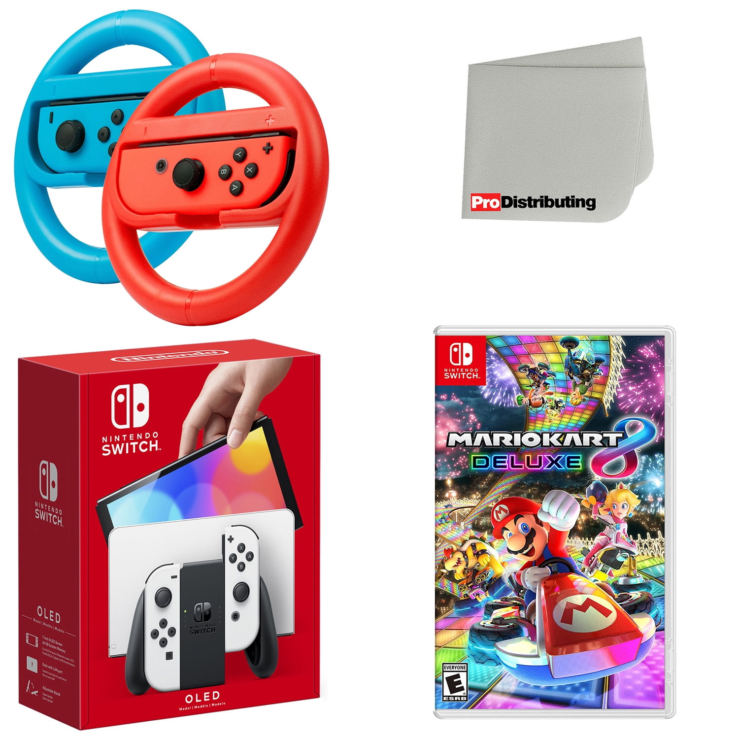 Nintendo Switch OLED White with Mario Kart 8 Deluxe Game Bundle
