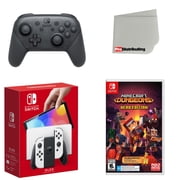 Nintendo Switch OLED Console White with Extra Wireless Controller, Minecraft Dungeons Hero Edition and Screen Cleaning Cloth