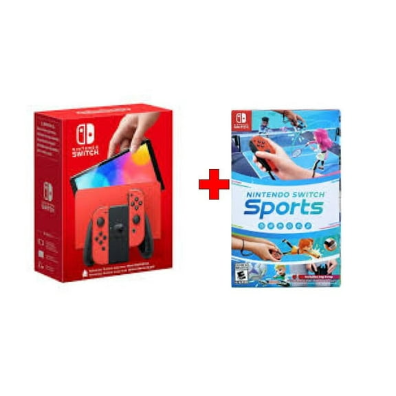 Nintendo Switch OLED Mario Red Console Bundle with Nintendo Switch Sports (International Version)