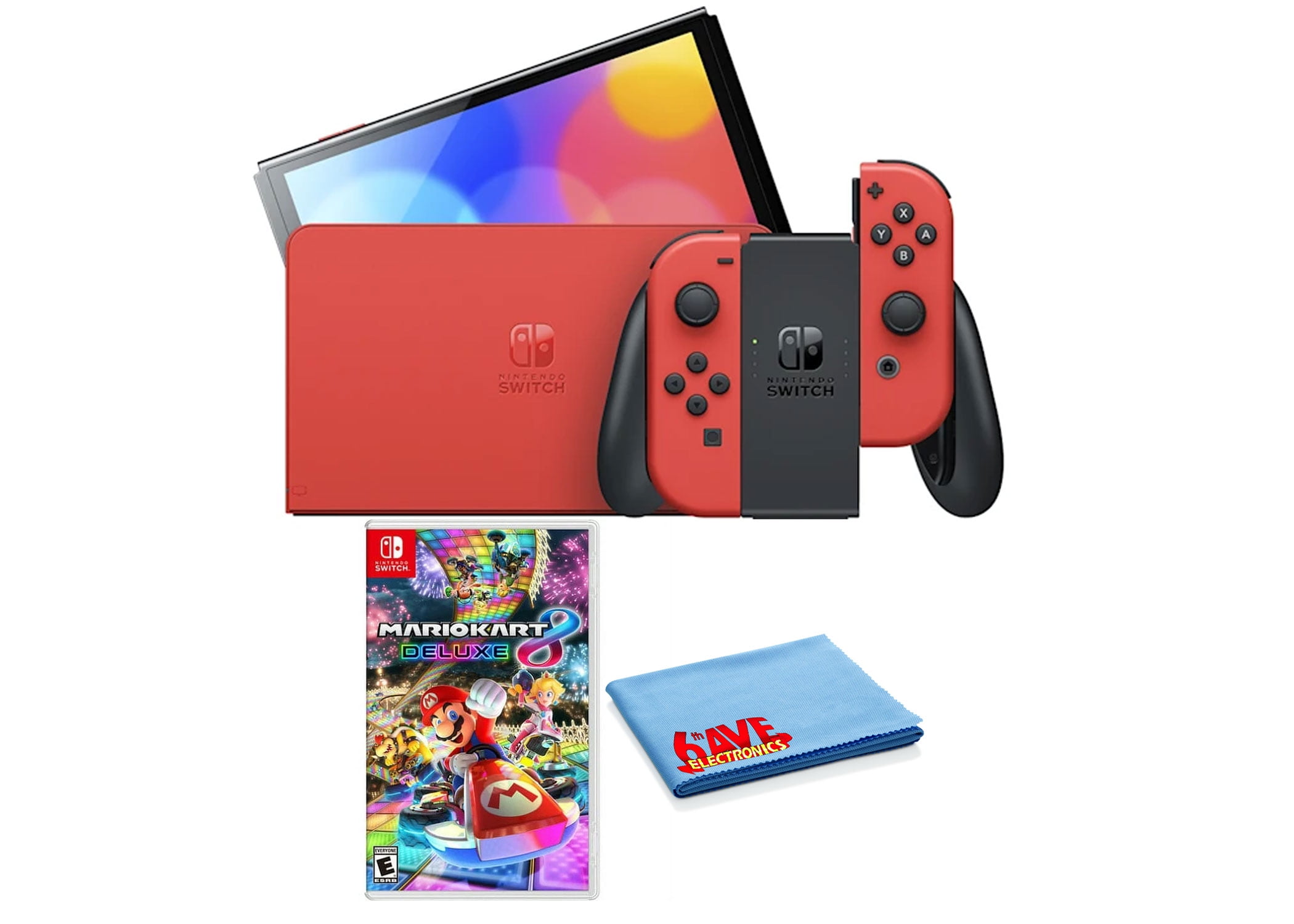 Nintendo Switch Oled Mario Red Edition Bundle With Mario Kart 8