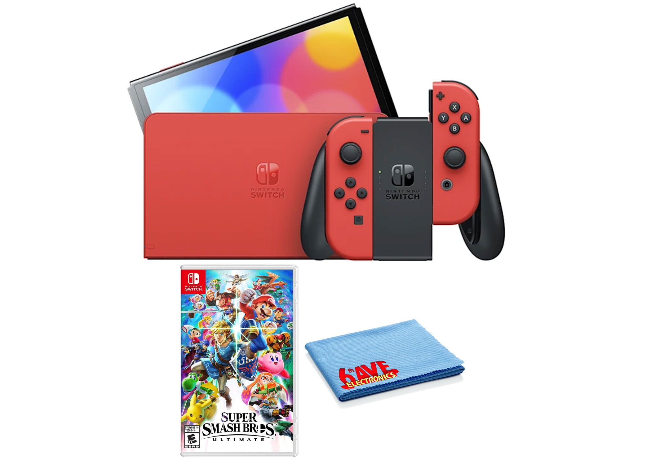 Nintendo Switch OLED Mario Red Edition Bundle with Super Smash Bros