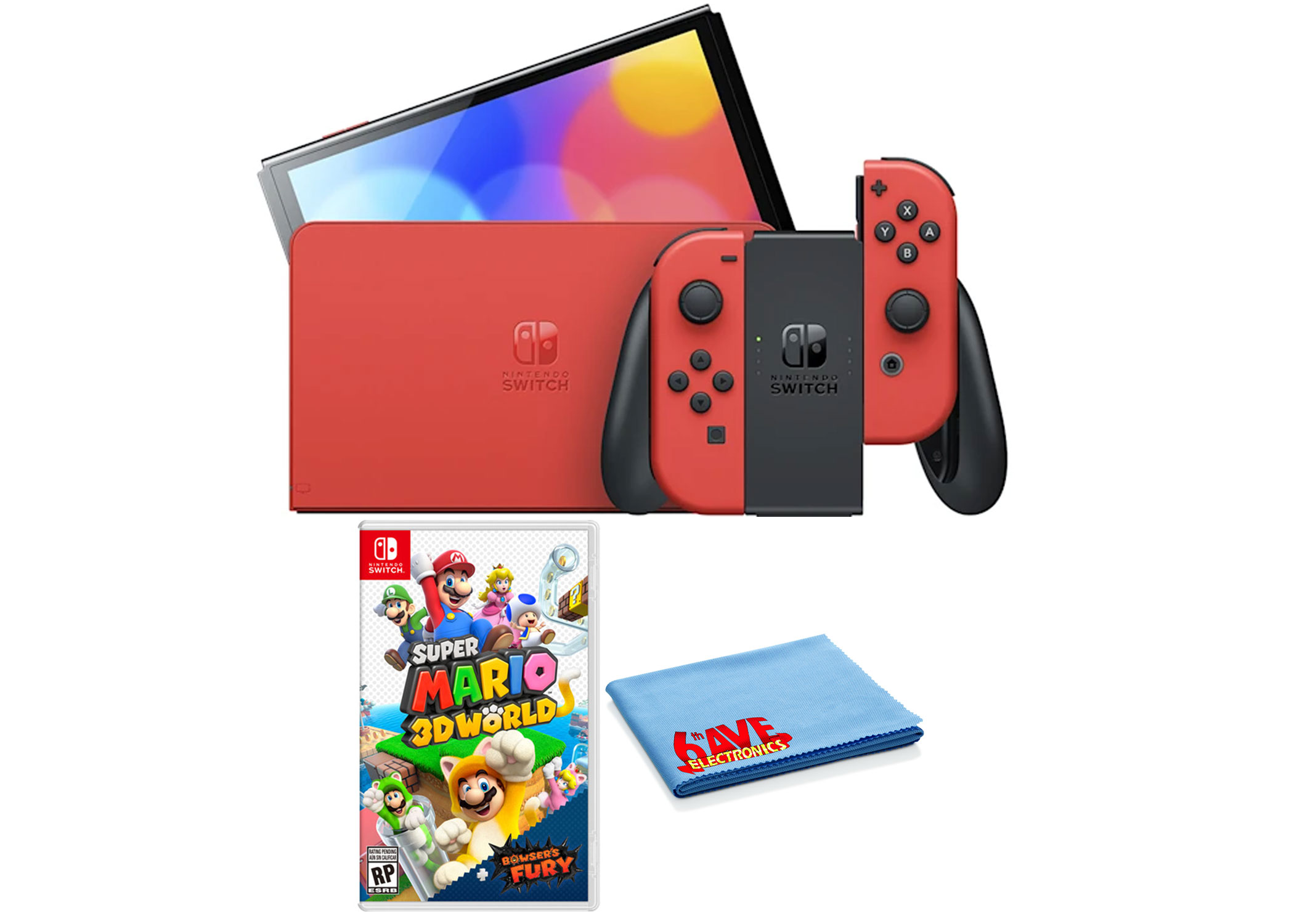 Nintendo Switch OLED Mario Red Edition Bundle with SuperMario 3D