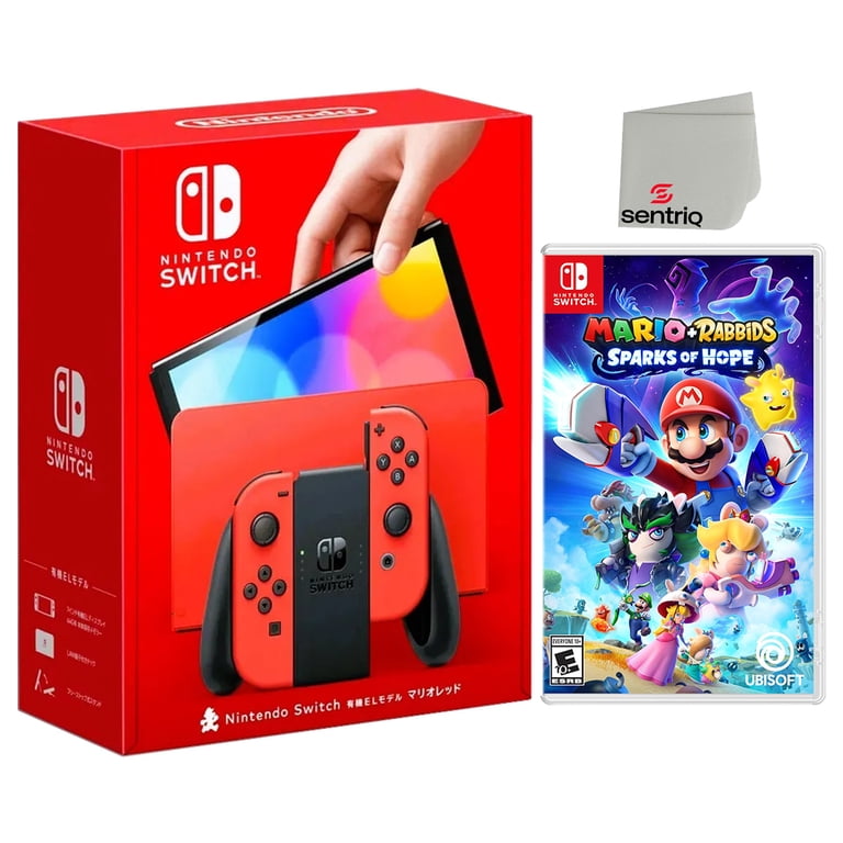 Nintendo Switch OLED, Mario Red Edition with Rabbids Game + 