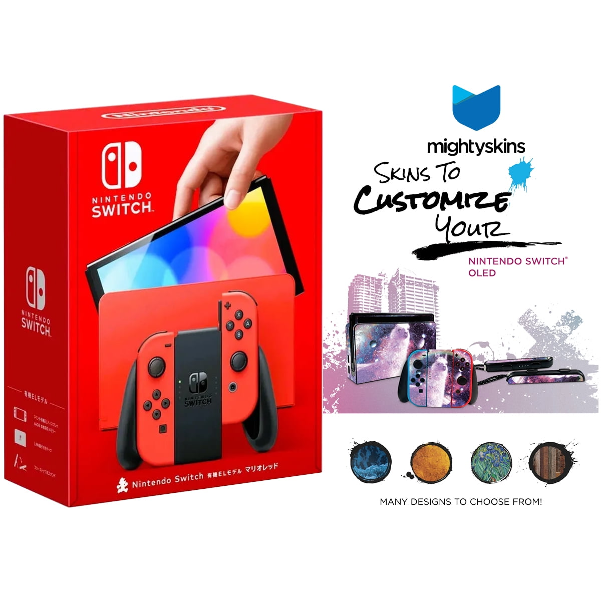 【半額】 Nintendo Switch OLED NEON Joy-Con System with MightySkins 家庭用ゲーム機本体