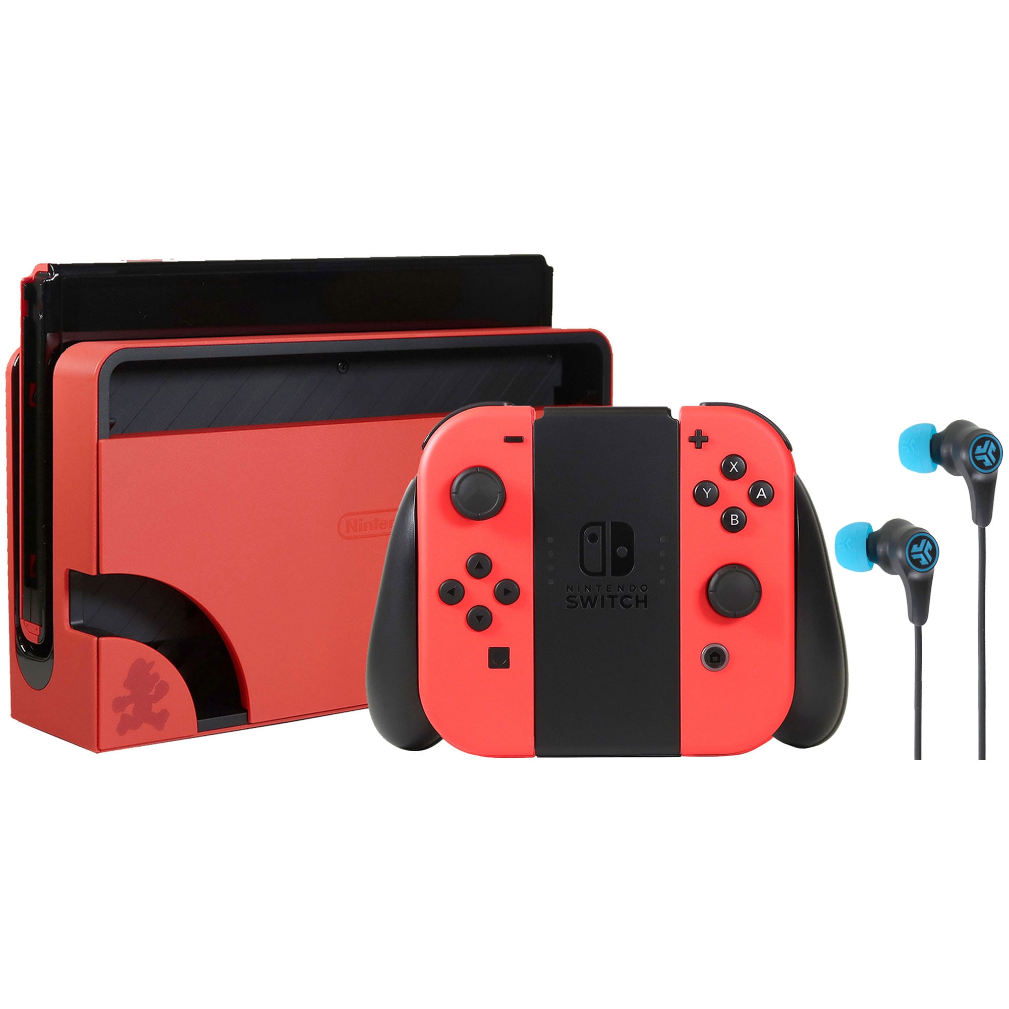 Nintendo Switch OLED Model Limited Edition Mario Red and JLab Play
