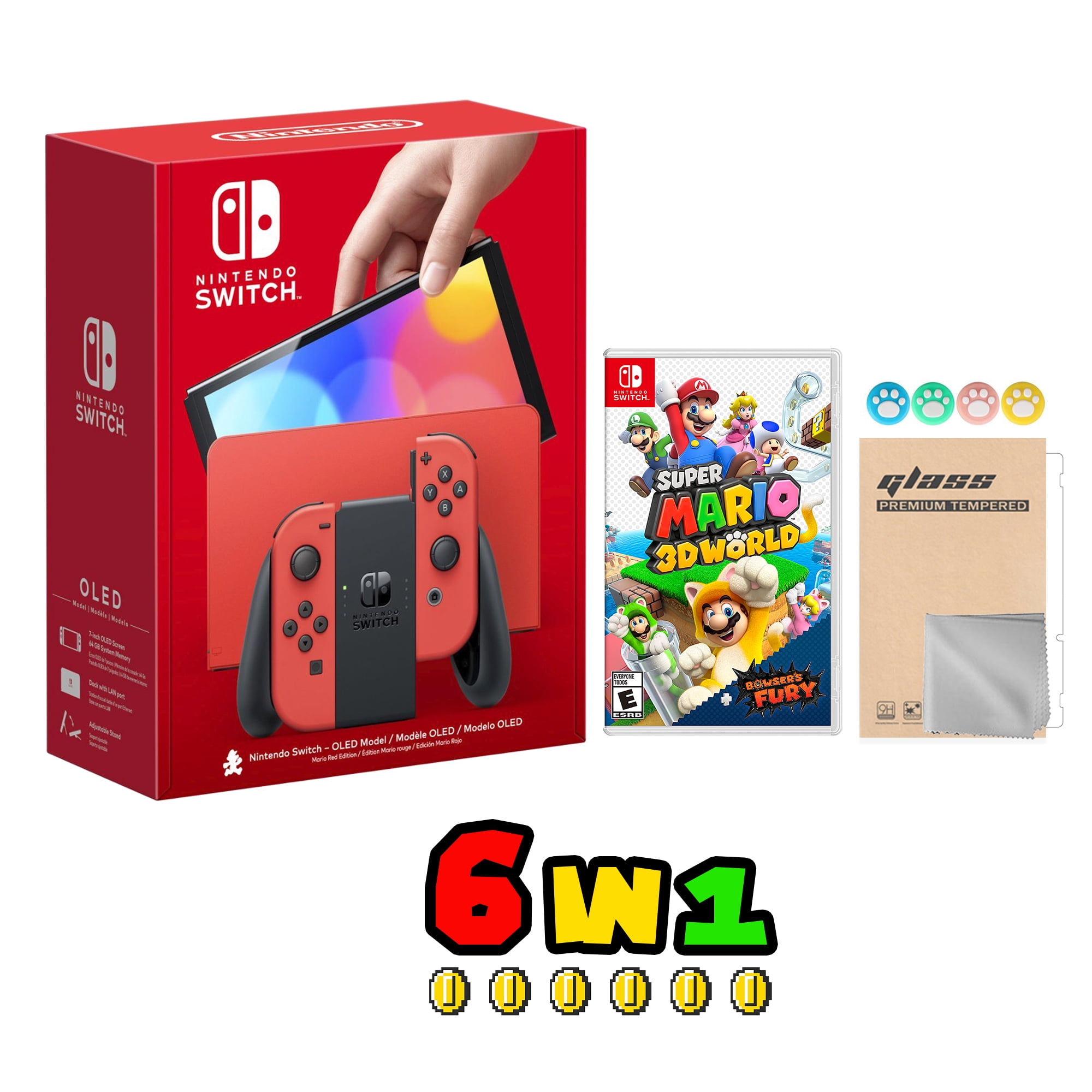 Nintendo Switch OLED Model - Mario Red Edition - Joy‑Con Handle Enhanced  Audio Adjustable Console Stable TV Mode Video Game
