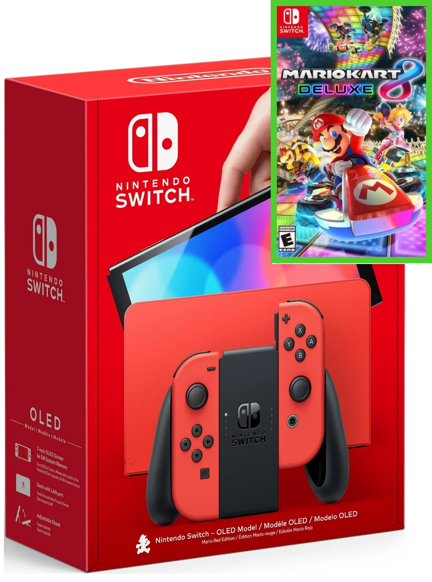 Nintendo Switch - OLED Model: Mario Red Edition with Mario Kart 8 Deluxe  Game - Limited Bundle - Import with US Plug