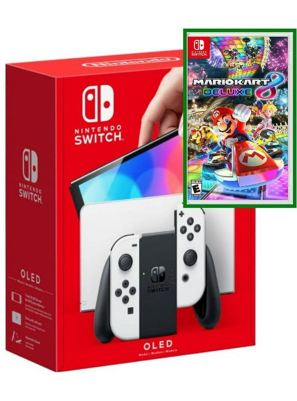 Nintendo Switch – OLED Model W/ White Joy-Con Console with Mario Kart 8 Deluxe Game - Limited Bundle - Import with US Plug