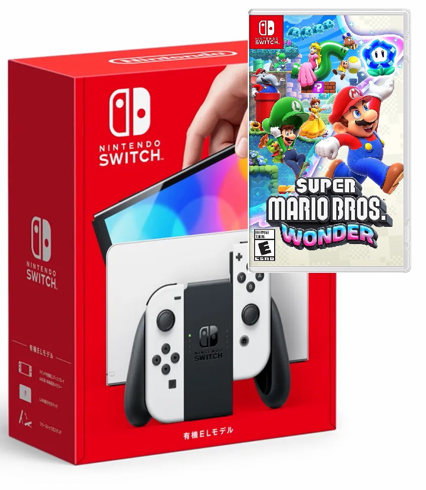 Nintendo Switch – OLED Model W/White Joy-Con Console with Super Mario Bros.  Wonder Game- Limited Bundle 