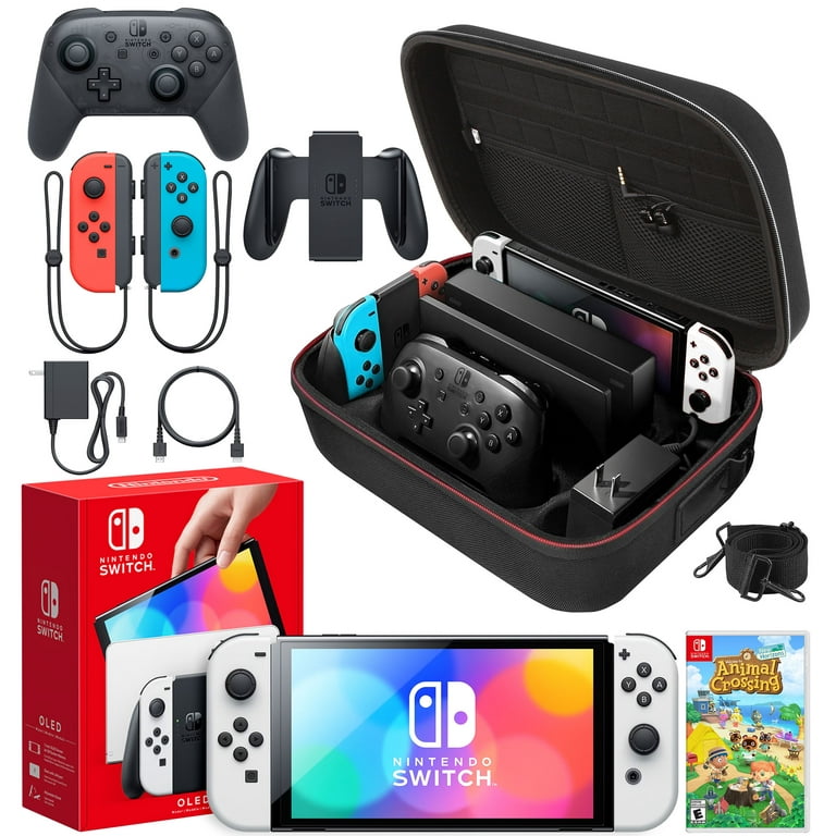 Nintendo Switch OLED Model (White) Animal Crossing: New Horizons Bundle |  Includes Wireless Pro Controller, Extra Joy-Con (Red/Blue) | With Signature  ...