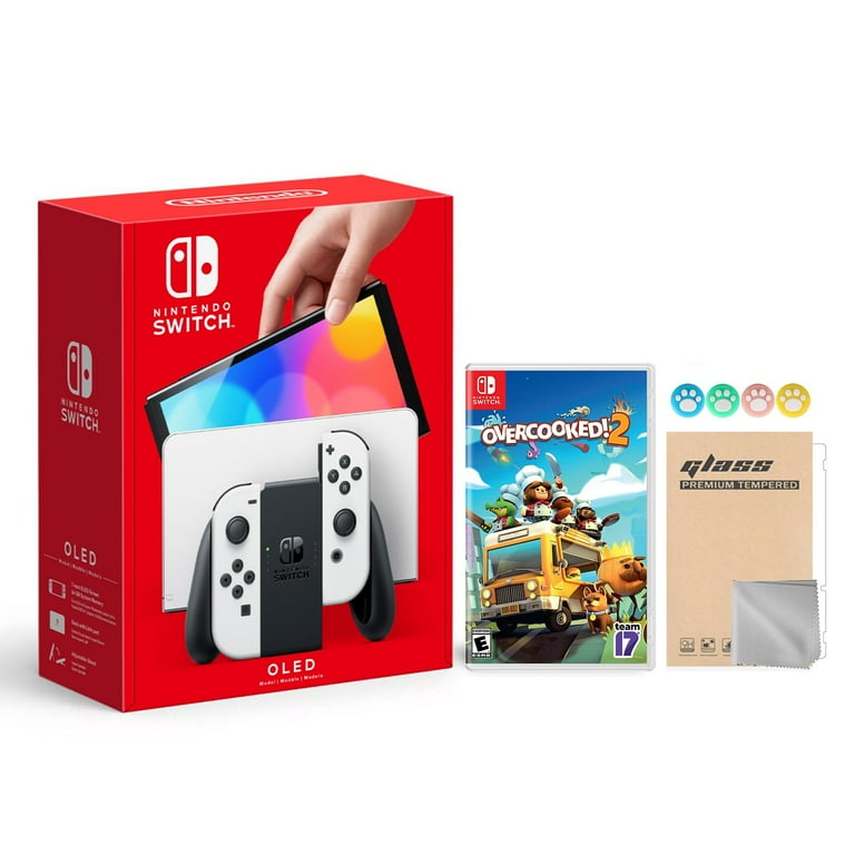 Nintendo Switch OLED Model White Joy Con 64GB Console Improved HD Screen &  LAN-Port Dock with Overcooked! 2 and Mytrix Accessories - JP Version Region  Free 