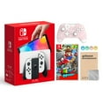 thumbnail image 1 of Nintendo Switch OLED Model White Joy Con 64GB Console Improved HD Screen & LAN-Port Dock with Super Mario Odyssey And Mytrix Wireless Switch Pro Controller and Accessories, 1 of 10