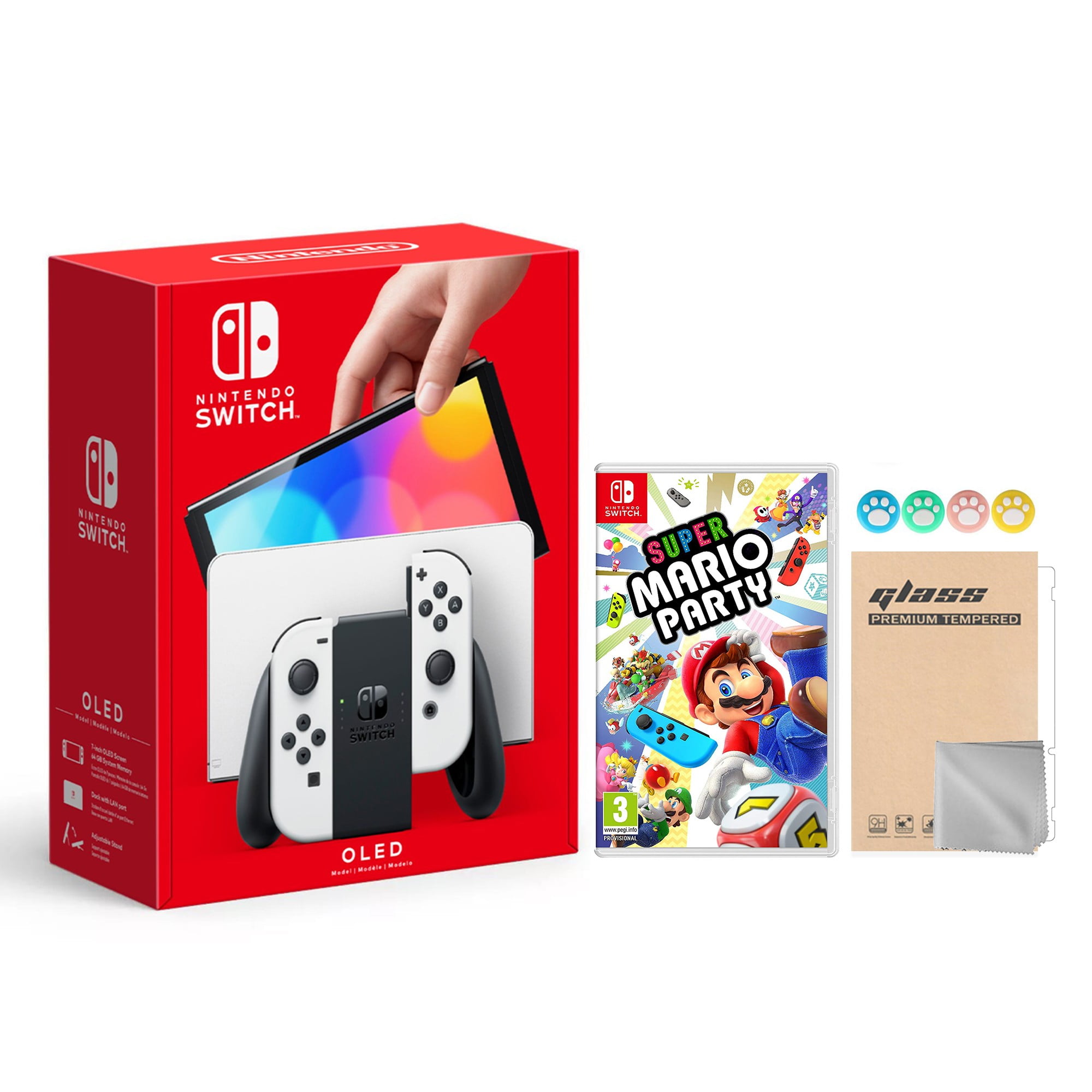 hver Skærpe Erhvervelse Nintendo Switch OLED Model White Joy Con 64GB Console Improved HD Screen  and LAN-Port Dock with Animal Crossing: New Horizons and Mytrix Wireless  Switch Pro Controller and Accessories 2021 New - Walmart.com