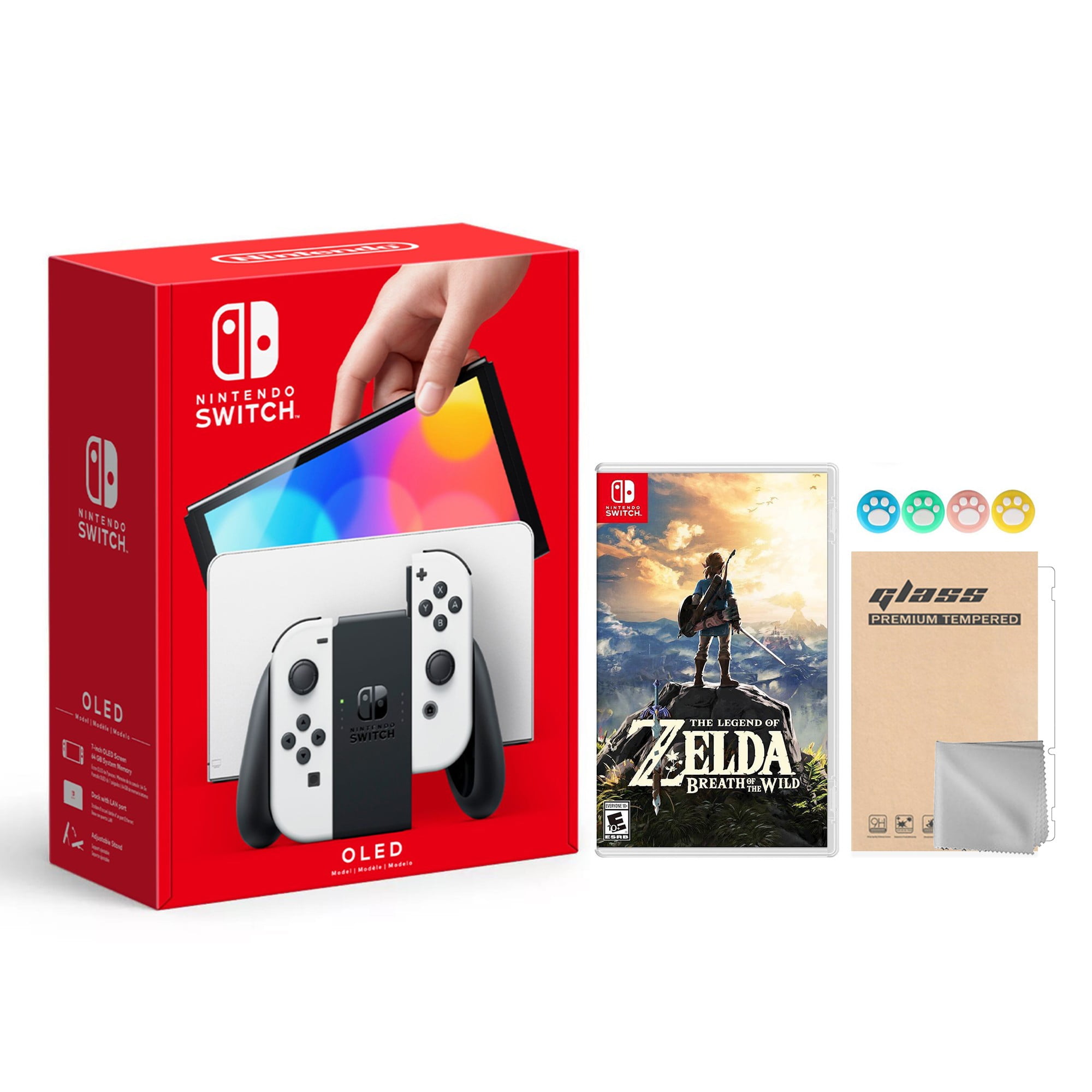 Nintendo Switch OLED Model White Joy Con 64GB Console Improved HD Screen &  LAN-Port Dock with Super Smash Bros. Ultimate And Mytrix Accessories - JP  Version Region Free 