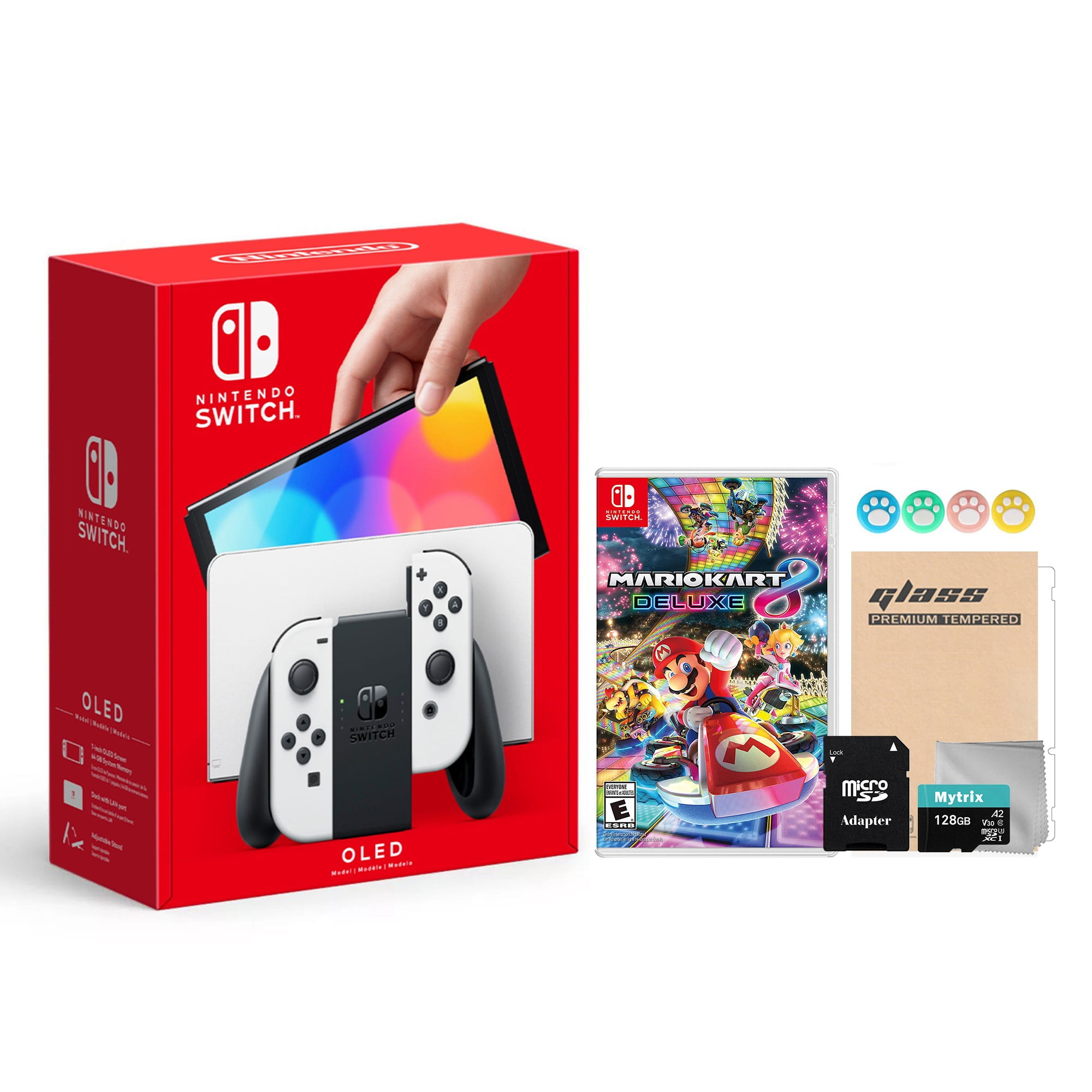 2021 New Nintendo Switch OLED Model White Joy Con 64GB Console Improved HD  Screen & LAN-Port Dock with Super Mario 3D World + Bowser's Fury And Mytrix  