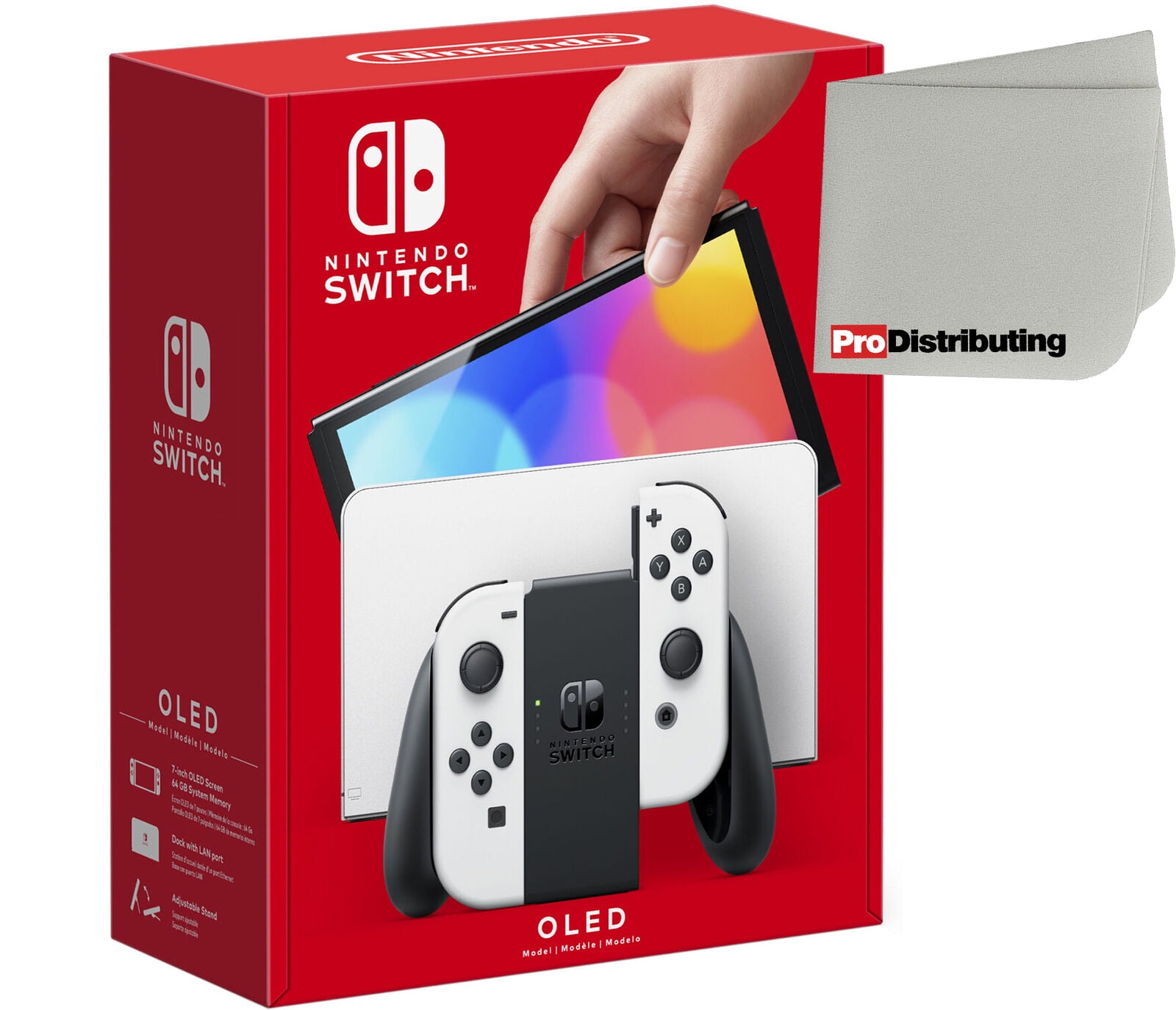 Nintendo Switch OLED White Model Screen (White with Cleaning Microfiber Cloth Joy-Con, Dock)