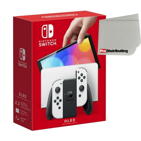 Nintendo Switch OLED Model (White Joy-Con, White Dock) with Microfiber Screen Cleaning Cloth