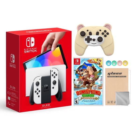 Nintendo Switch OLED Model with Donkey Kong Country Bundle, White/Black