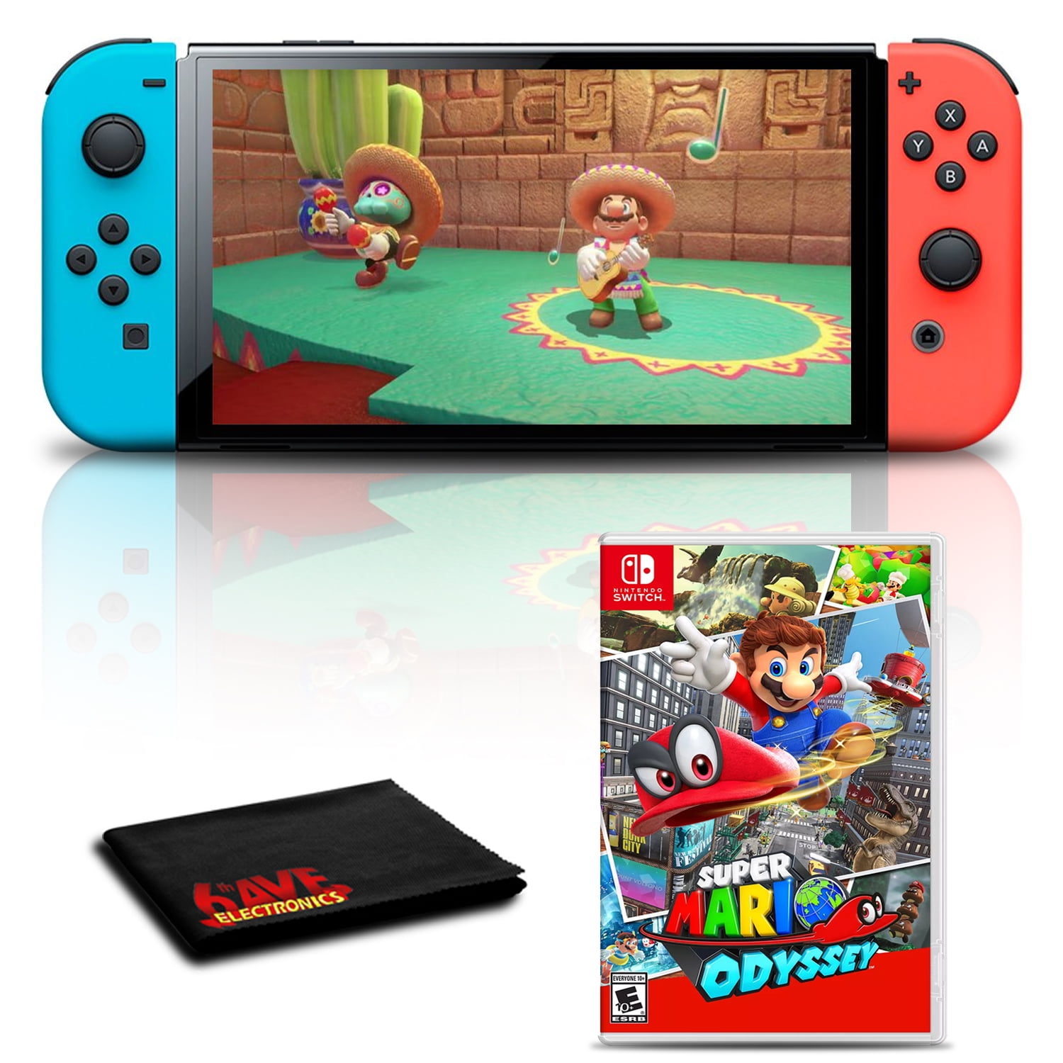 Nintendo Switch 3 items Bundle:Nintendo Switch 32GB Console Neon Red and  Blue Joy-con,64GB Micro SD Memory Card and Super Mario Odyssey Game Disc 