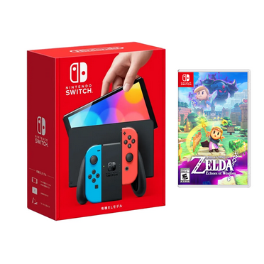 Nintendo Switch OLED Neon Console with Zelda Echoes of Wisdom Game Bundle (JP Spec)