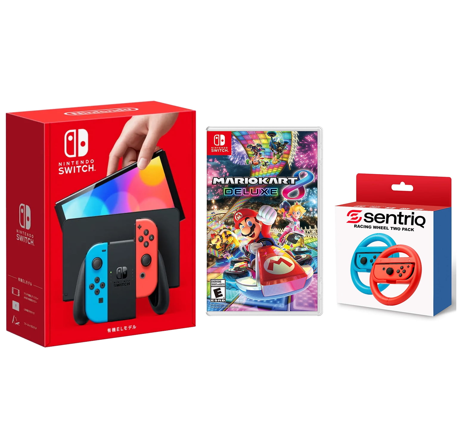 Nintendo Switch OLED Model, Neon Red/Blue + Mario Kart 8 +