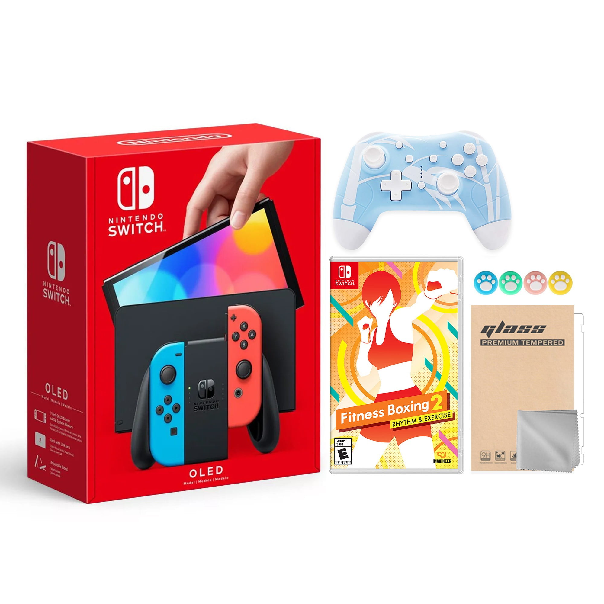 Nintendo Switch OLED Neon Red Blue, Fitness Boxing Palestine