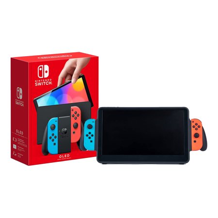 Nintendo Switch OLED Neon Red/Blue Joy-Con with UpSwitch ORION 11.6 inch Gaming Monitor Bundle