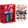thumbnail image 1 of Nintendo Switch OLED Neon Red and Neon Blue Joy-Con Bundle with Mightyskins Custom Console & Controller Skin Voucher - (JP Edition), 1 of 5