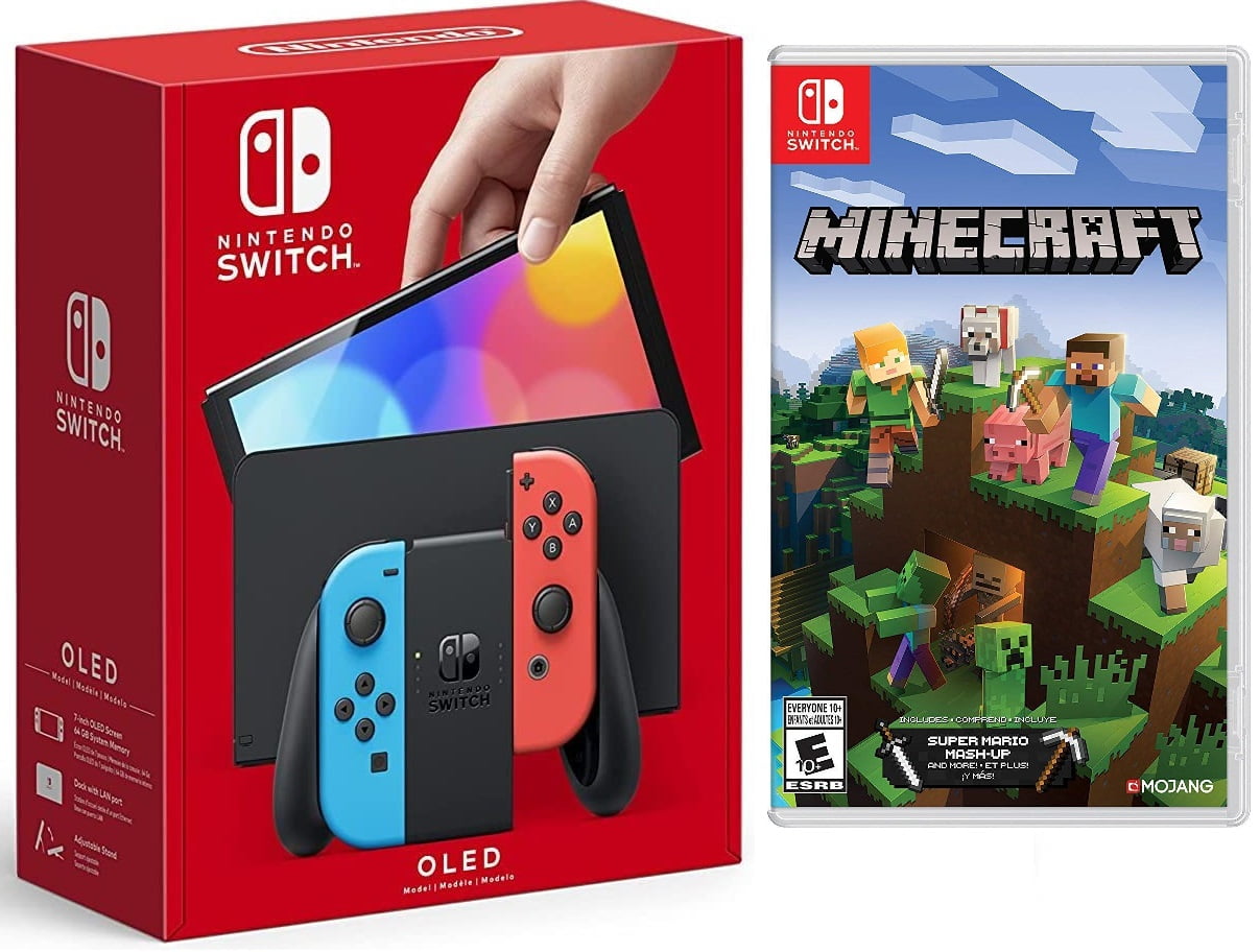 Nintendo Switch OLED Neon With Minecraft Game Bundle Japanese Edition