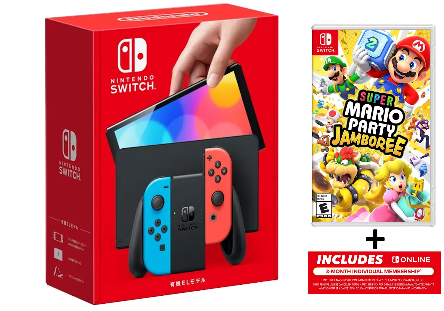 Nintendo Switch OLED Red / Blue Bundle w/ Super Mario Party