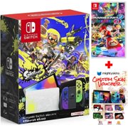 Nintendo Switch OLED Splatoon 3 Edition with Mario Kart 8 Deluxe & MightySkins Voucher - JP Edition with US Plug