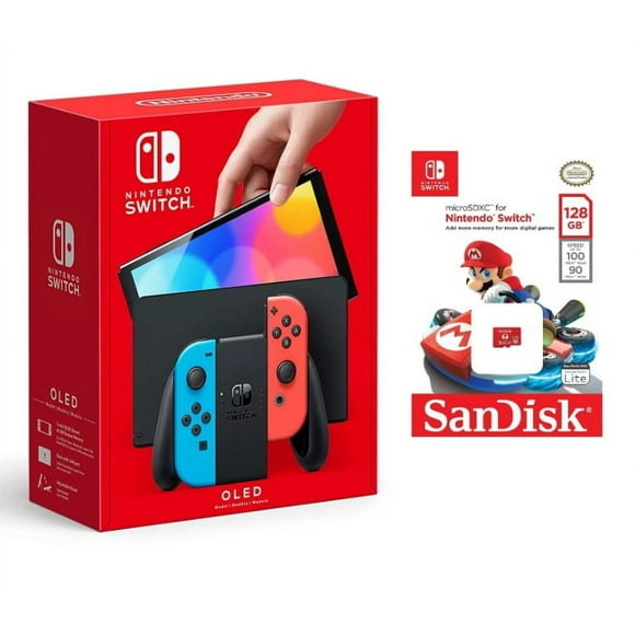 Nintendo Switch OLED (Sw Oled) Model w/ Neon Red & Neon Blue Jo
