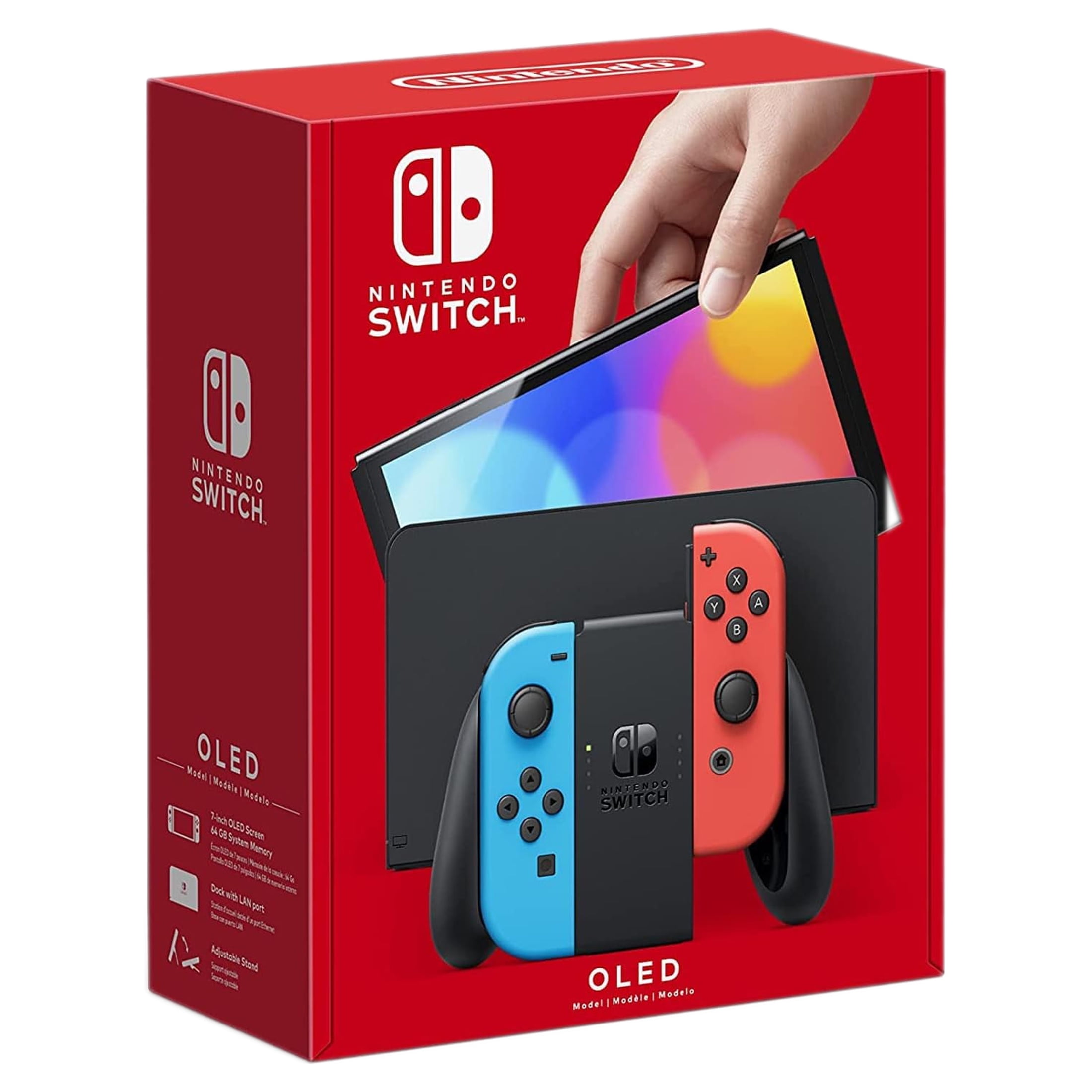 Nintendo Switch OLED Model Game Console System w/ Neon Red & Blue 