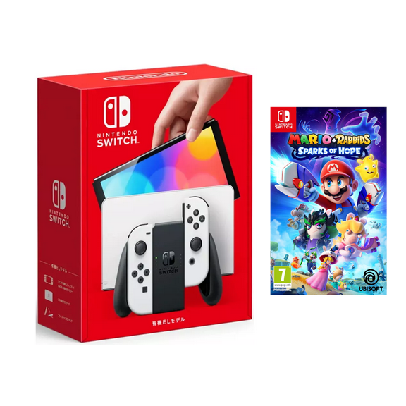Nintendo Switch OLED White Console with Mario Rabbids Sparks of Hope Bundle (JP Spec)
