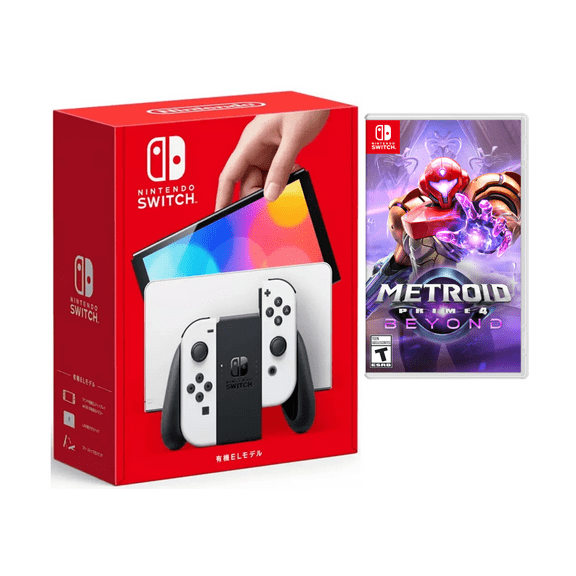 Nintendo Switch OLED White Console with Metroid Prime 4 Game Bundle (Region Free)