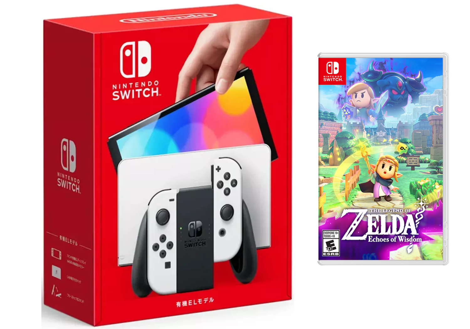 Nintendo Switch OLED White Console with Zelda Echoes of Wisdom Game Bundle (JP Spec)