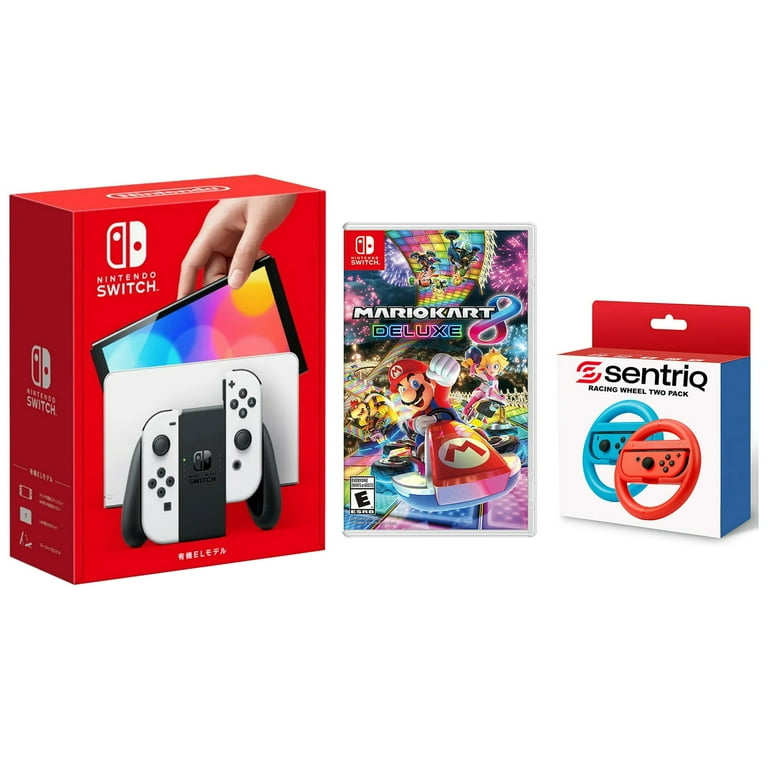 Nintendo Switch OLED White, Mario Kart 8, Sentriq Wheel - Japan
