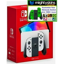 Nintendo Switch OLED White Joy-Con with Mightyskins Custom Console & Controller Skin Voucher - Limited Bundle - Import with US Plug