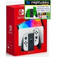Nintendo Switch OLED White JoyCon with Mightyskins Custom Console
