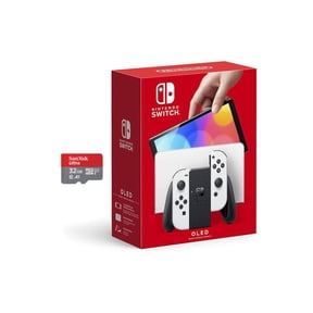 Nintendo Switch OLED White and 32GB microSD Card - World Edition Bundle (NEW)