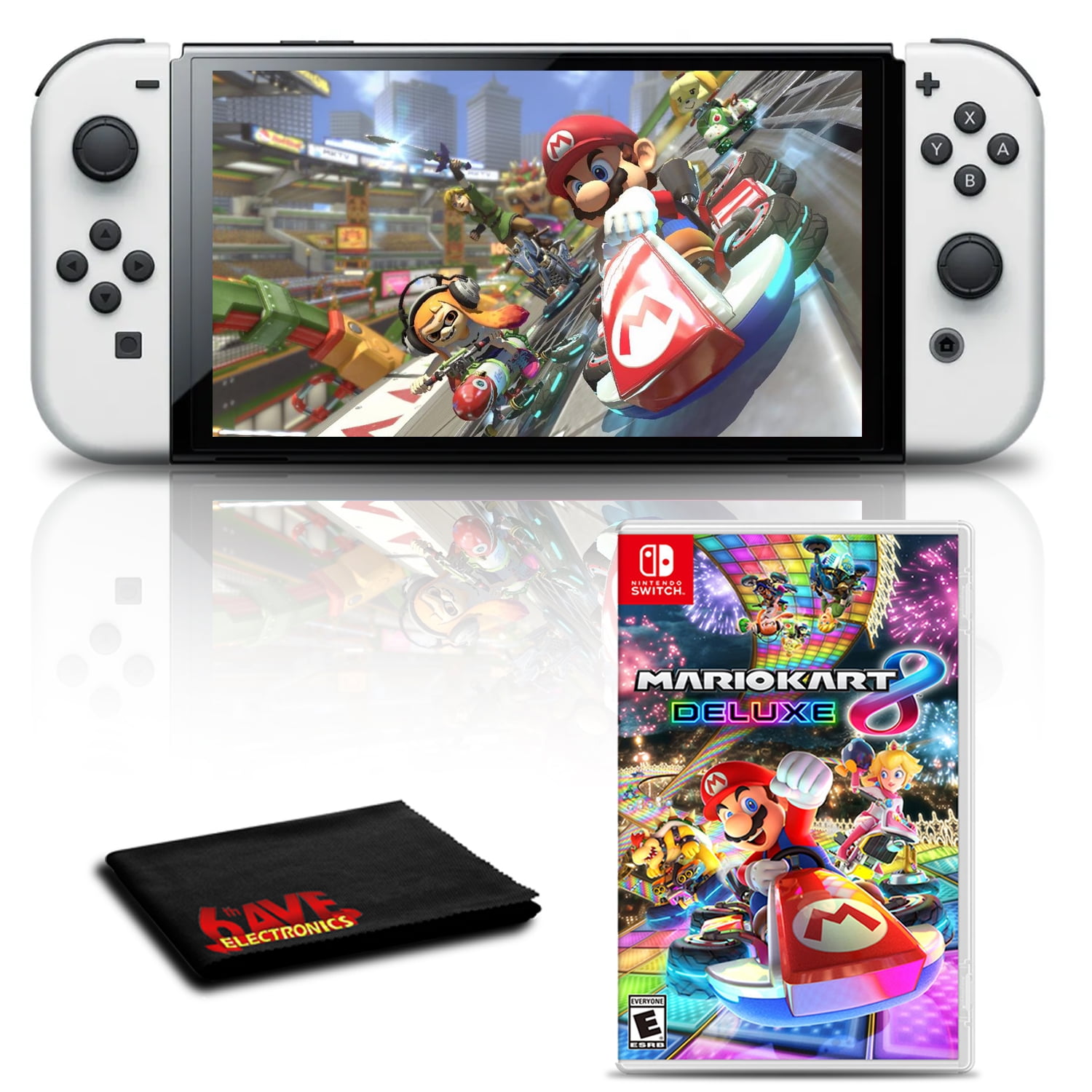 White with Mario Nintendo Kart Switch Deluxe 8 OLED Game