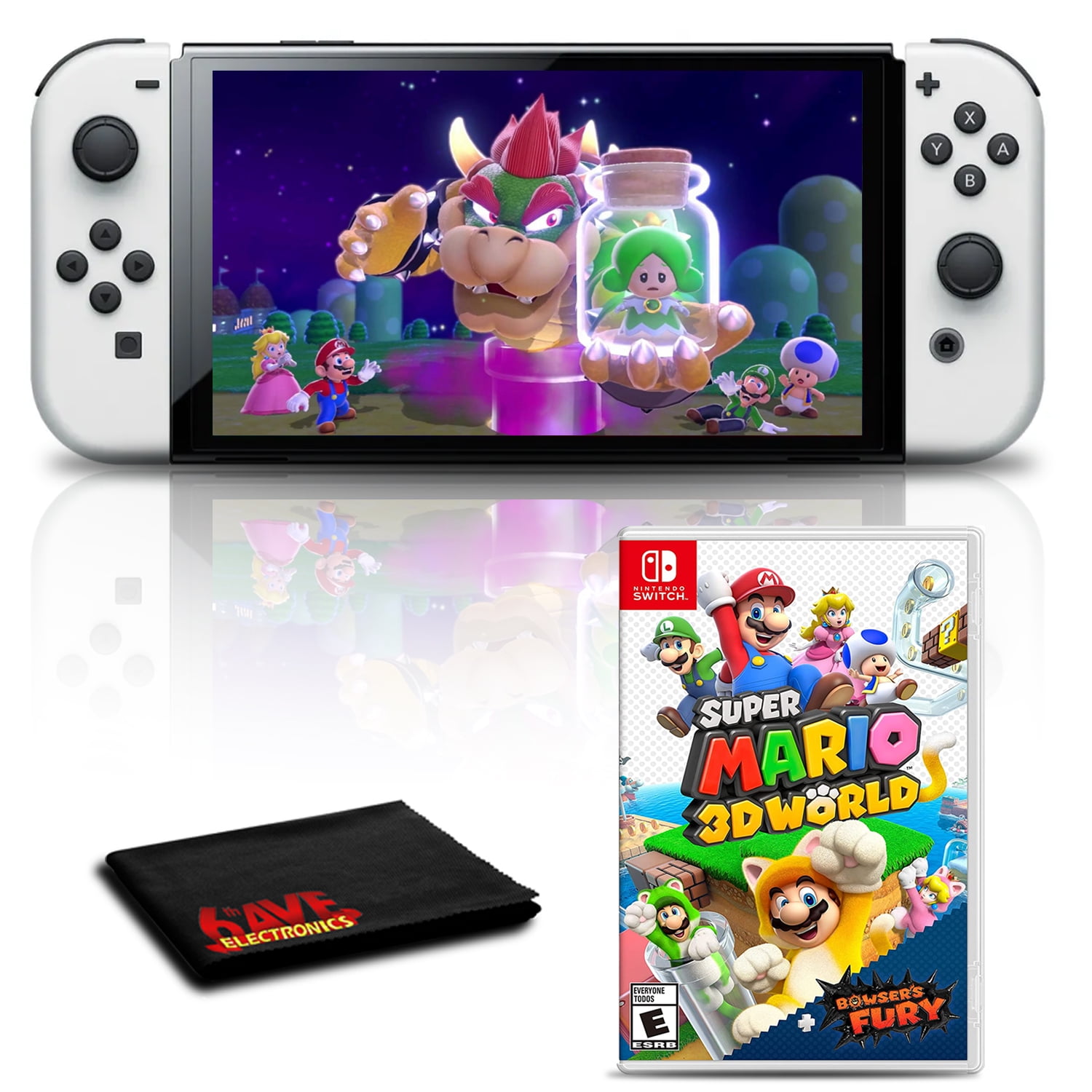 Nintendo Switch OLED White with Super Mario 3D World Plus Bowser's Fury Game