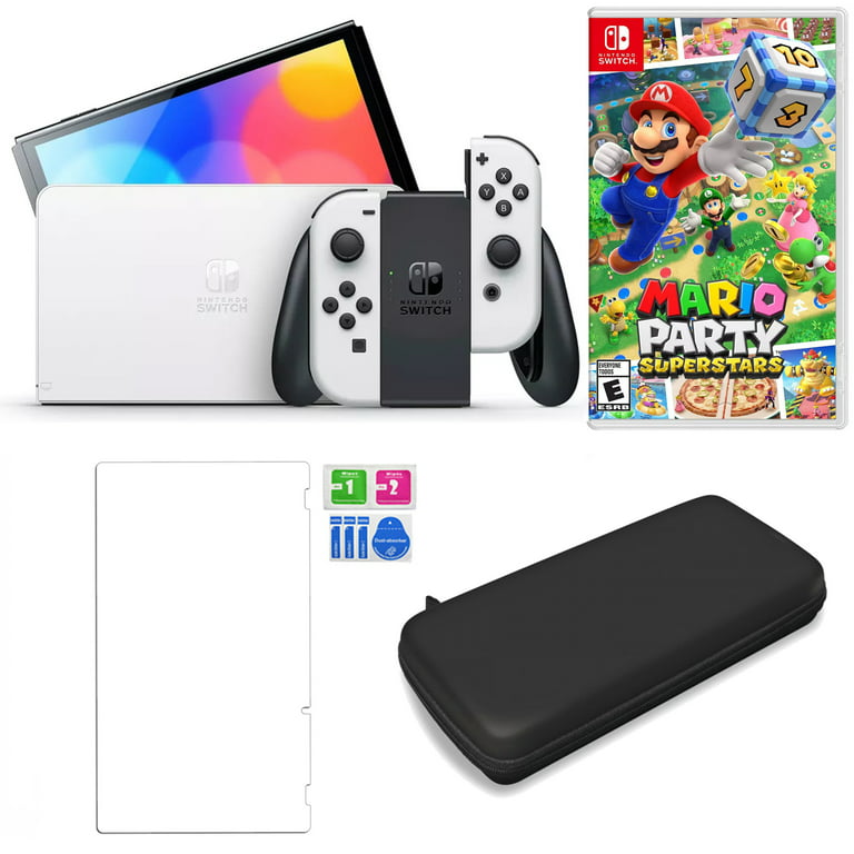 Nintendo Switch OLED in White with Mario Party Superstars and Accessories 