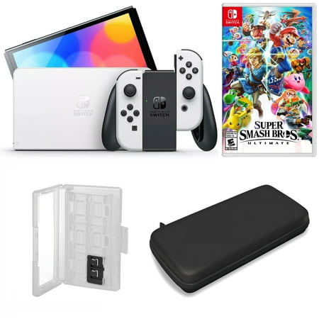 Nintendo Switch OLED in White with Super Smash Bros 3 and Accessories
