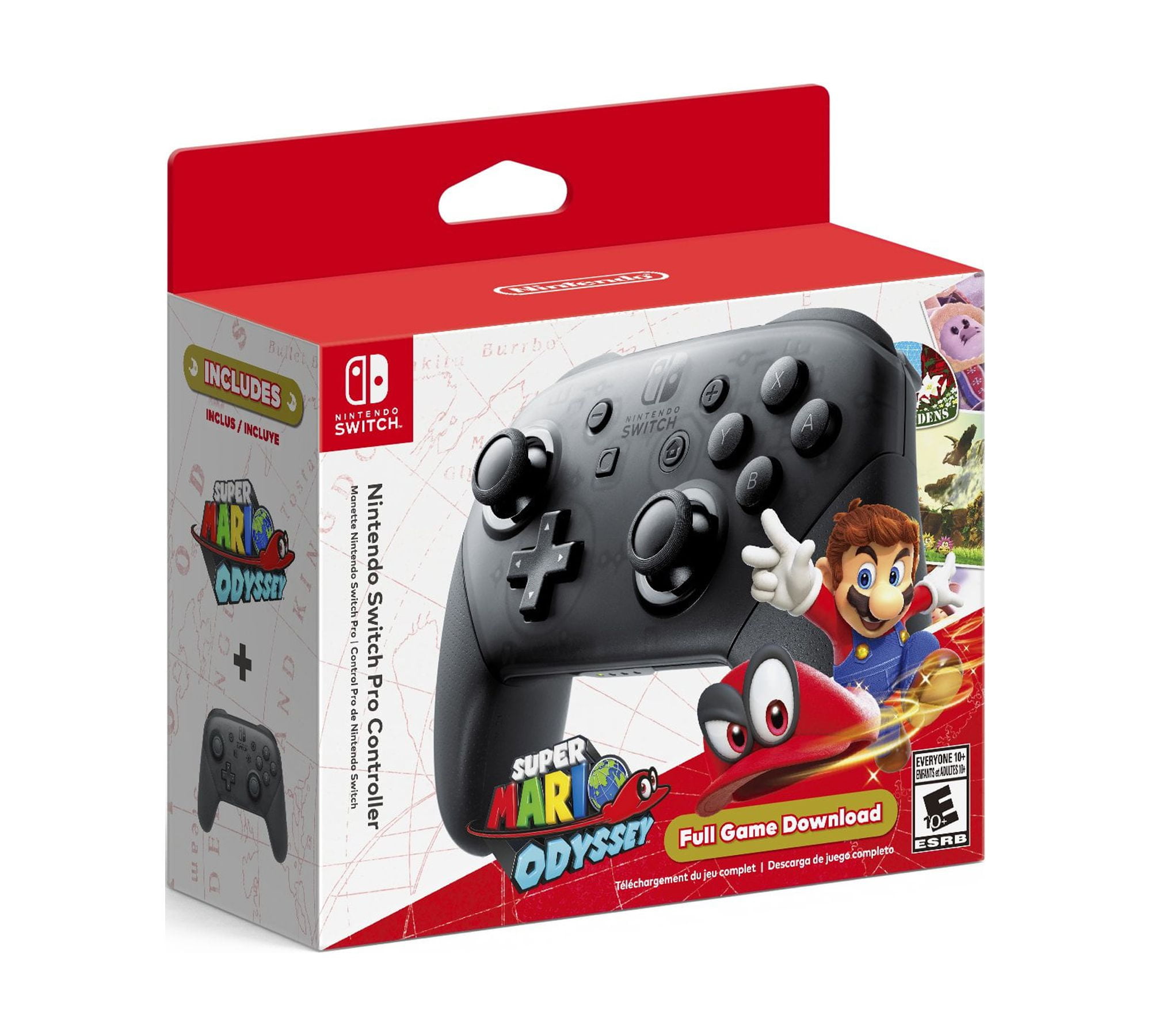 Nintendo Switch Pro Controller with Super Mario Odyssey Full Game Download  Code