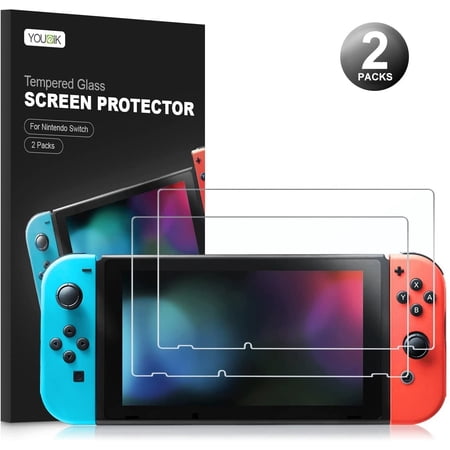 Nintendo Switch Screen Protector Glass (2- Pack) Nintendo Switch Tempered Glass Screen Protector + TPU & PC Slim Protective Case Cover