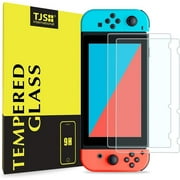 Nintendo Switch Screen Protector, TJS [Tempered Glass] [2-Piece] [Works While Docking] - 0.3mm Thickness/Bubble Free/Ultra Clear/9H Hardness/Anti-Scratch/Shatterproof/Anti-Fingerprint